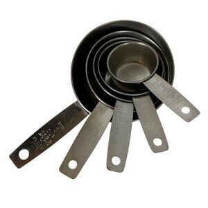 Vintage Ekco Stainless Steel Nesting Measuring Cups Set Of 5 Baking Cooking